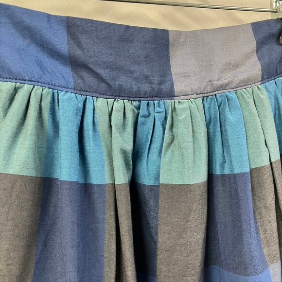 Lands‎ End Canvas Silk Blend Checkered Skirt Womens 0 Blue Grey Preppy School - Picture 8 of 15